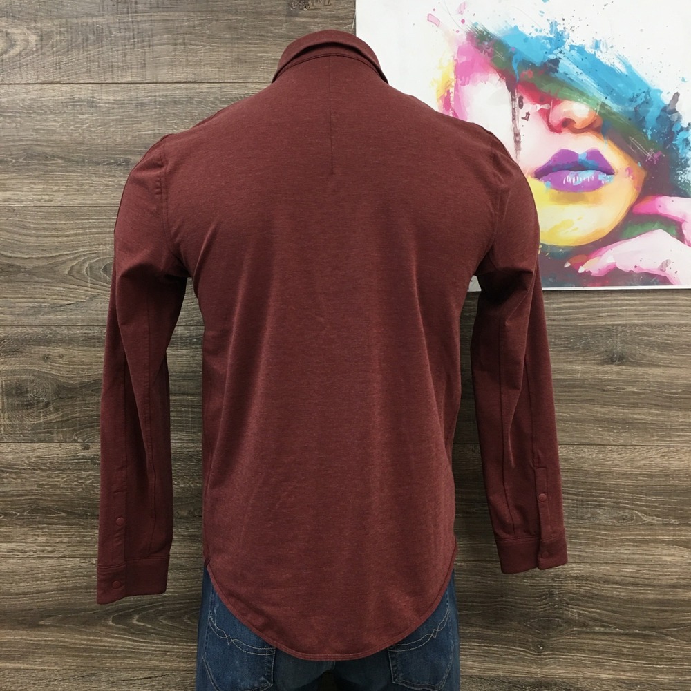 Lululemon Compatibility Mens Long Sleeve Snap Front Shirt Pockets Size M - Picture 5 of 7